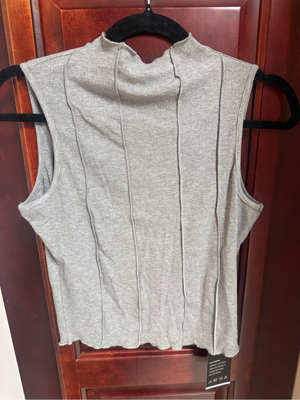 NWT Micoson Ribbed Mock Neck Sleeveless Sweater Top Gray Medium